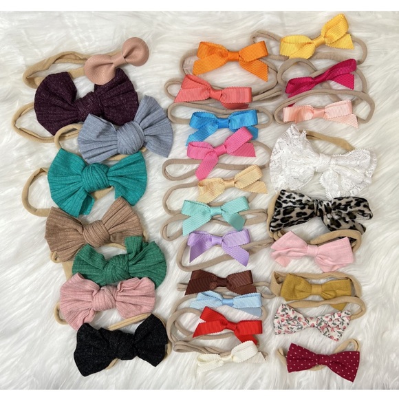 Other - Lot of 28 Infant/Baby Girl Nylon Elastics Bow Hairbands🎀